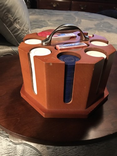 Vintage früher großer Poker Chip Halter Caddy und Chips Mid Century - Bild 7 von 7