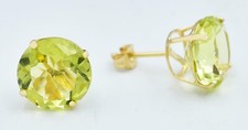 GENUINE 10.60 Cts PERIDOT STUD EARRINGS 14K GOLD - Free Appraisal Service - NWT