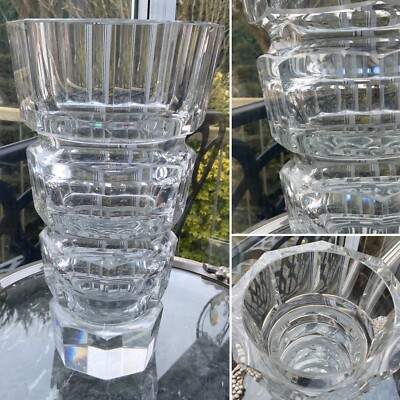 SELTENE ANTIKE VASE Joseph Hoffman MOSER KLAR 10'' FACETTIERTER PRISMENSCHLIFF UM 1930