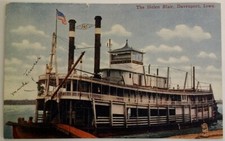 Davenport IA Postcard Early 1900s Rare Riverboat Helen Blair Steamer