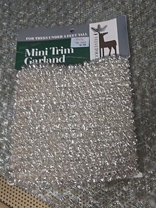 NOS Vintage Sparkly Silver Tinsel Mini Trim 1/2" Christmas Garland 18 feet USA