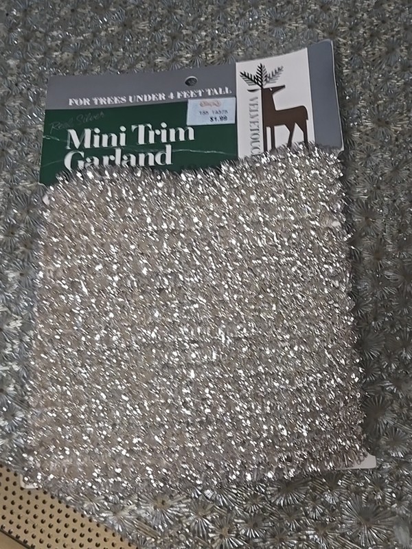 NOS Vintage Sparkly Silver Tinsel Mini Trim 1/2" Christmas Garland 18 feet USA
