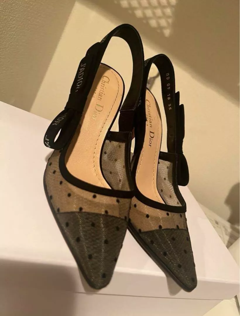 Escarpins Christian Dior J'ADIOR à talons écharpe taille 23 cm motif à pois noir femme !