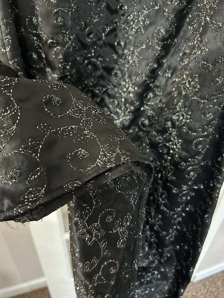 Jessica McClintock Vestido Formal Sin Tirantes Negro Vestido Bordado De Colección Talla 12 Foto 3 de 4