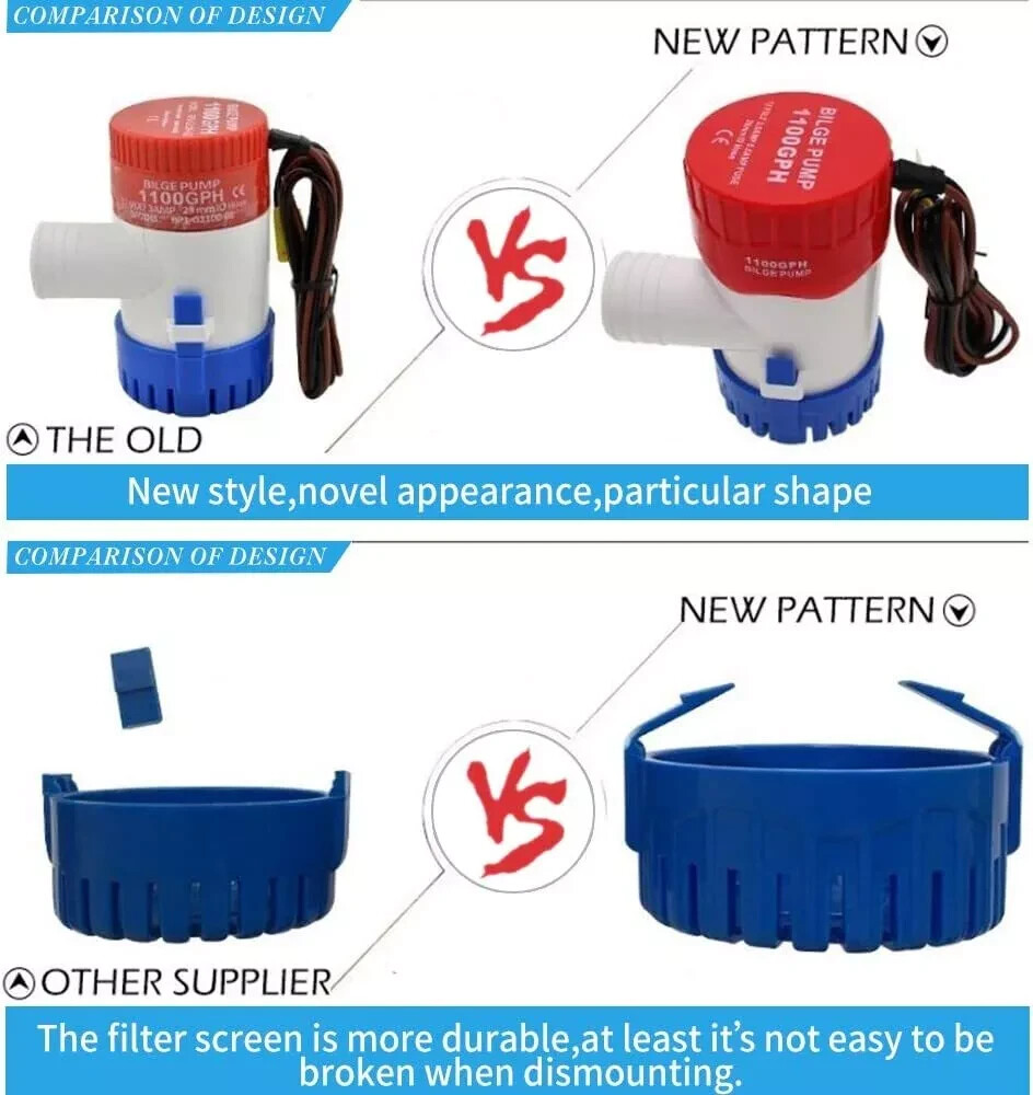 1100GPH 12V Electric Marine Submersible Bilge Sump Water Pump for Boat