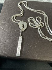 GUCCI STERLING SILVER LARIAT HEART  PADLOCK  NECKLACE ON 52cm CHAIN NEW RRP £340