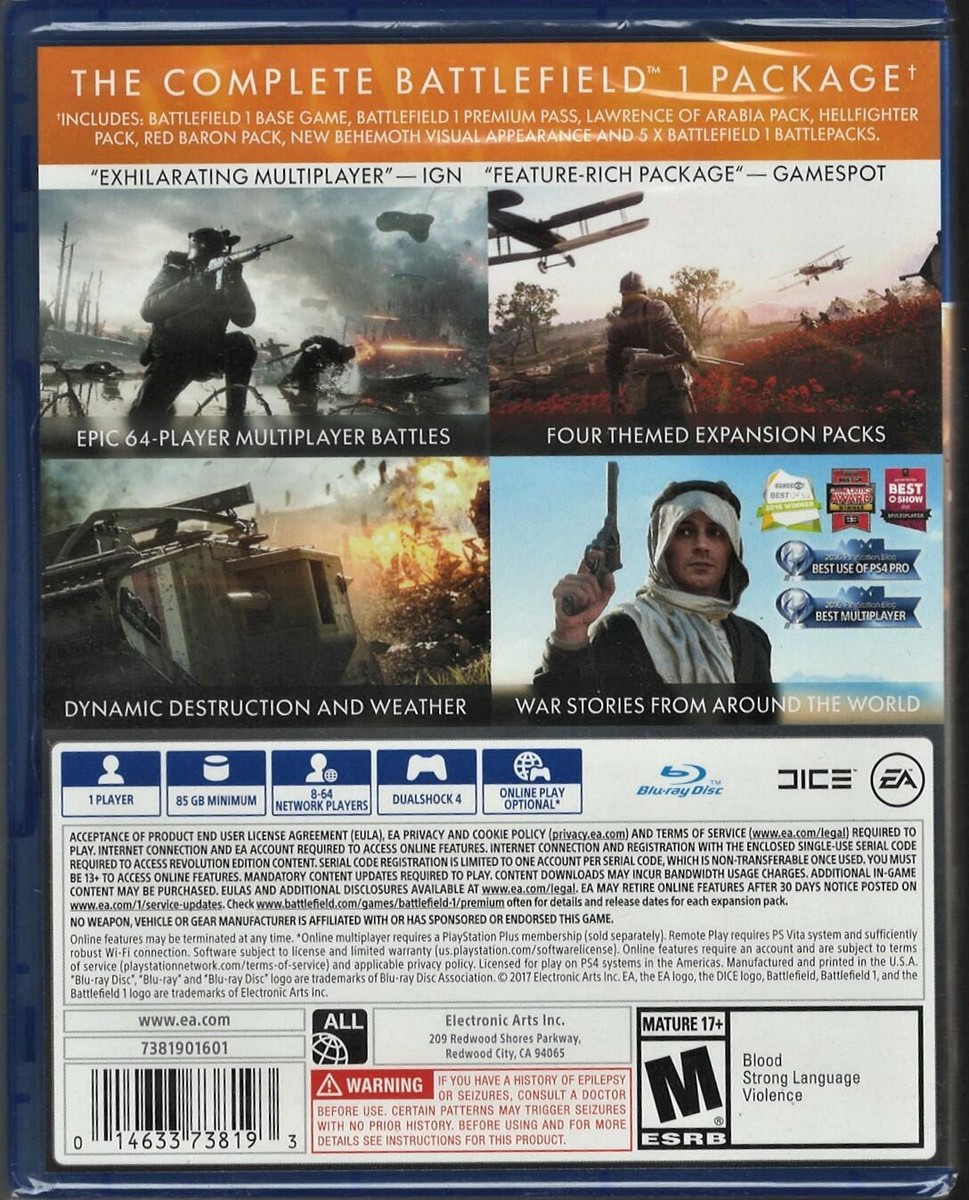 Battlefield 1 Revolution Edition PS4 (Brand New Factory Sealed US