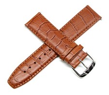 Jacques Lemans 22MM Alligator Grain Real Leather Watch Strap 8" BRICK BROWN NEW