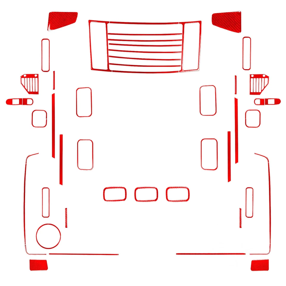 65Pcs Red Carbon Fiber Kits Whole Exterior Trim Sticker For Hummer H2 2003-2007 - Image 2 of 4