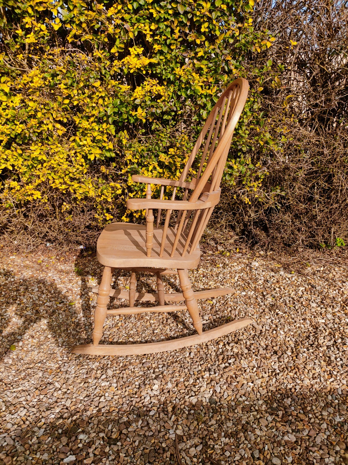 Vintage High Back Windsor Rocking Chair solid Beech eBay