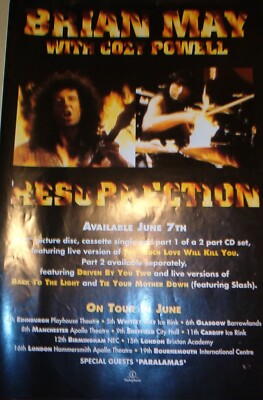 BRIAN MAY (QUEEN) COZY POWELL Resurrection ORIGINAL Promo POSTER 13x20 inches