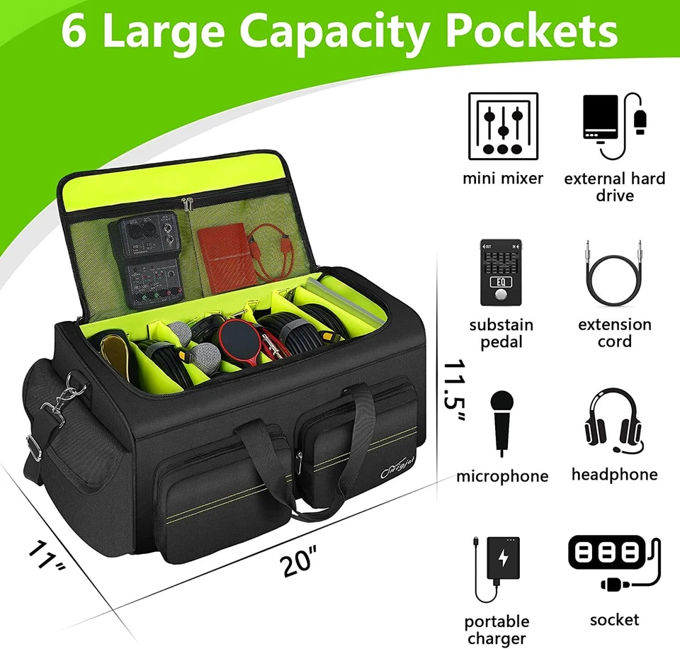 Cable Bag Organizer Gig Bag DJ Equipment File Organizer With Detachable Dividers - Image 2 of 4