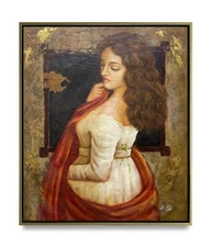 Hungryartist -Original Painting of a Woman on Canvas 20x24 Framed