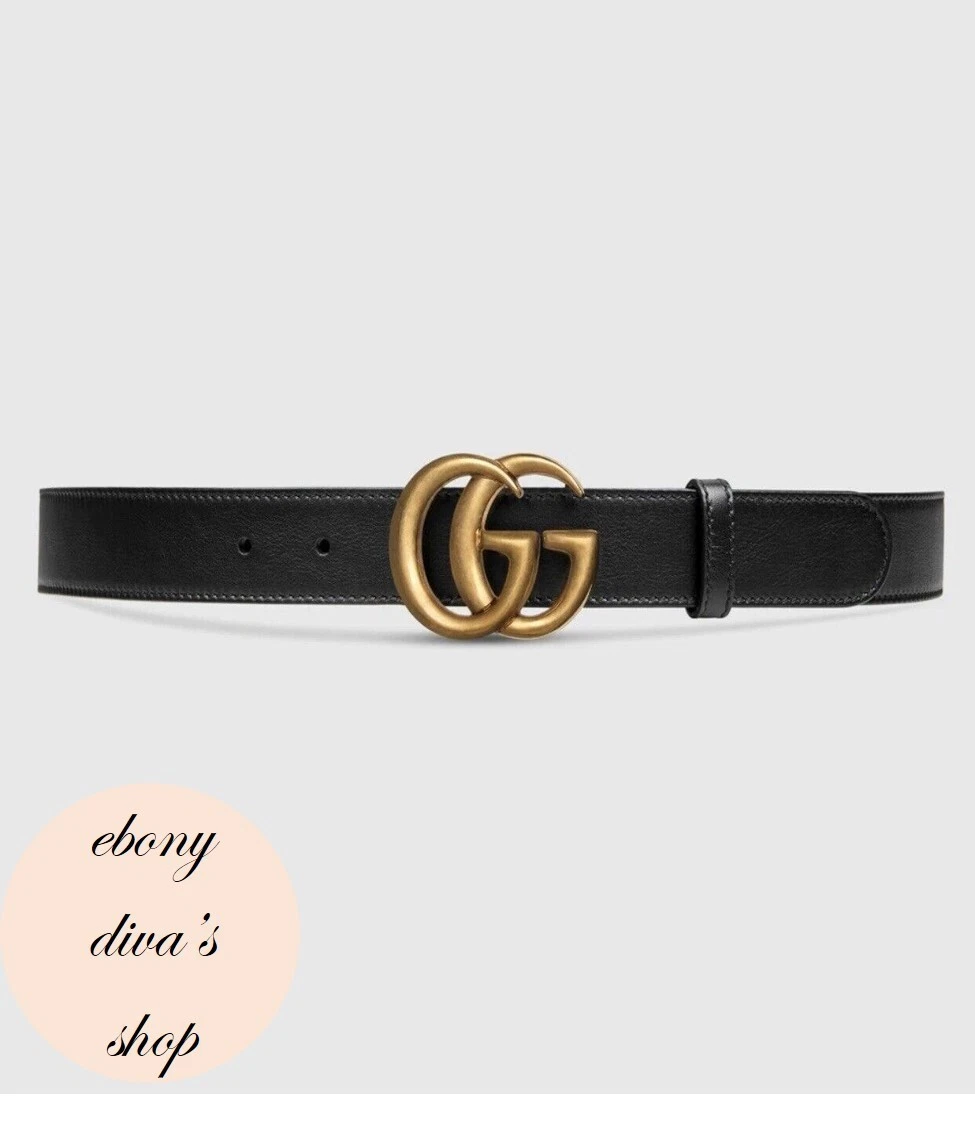 Gucci Wide Leather Belt with Double G Buckle Size 75/ 30 Inches