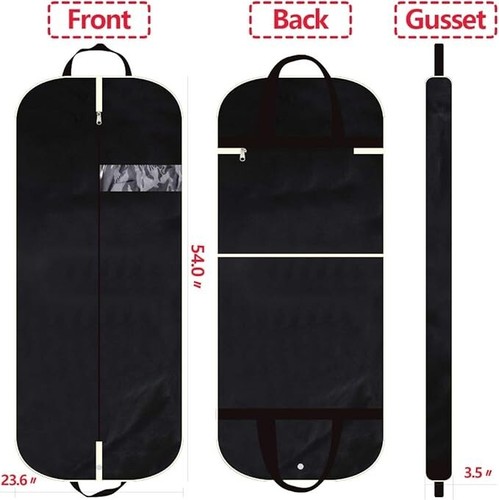 54" Garment Bag with Extra Large Pockets for Travel, Gusseted Suit Cover Mens Wo - Picture 8 of 12