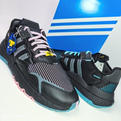 Adidas US 14 Mens Black Grey Pink Aqua Retro Collab Ninja Nite Jogger Q47198 New