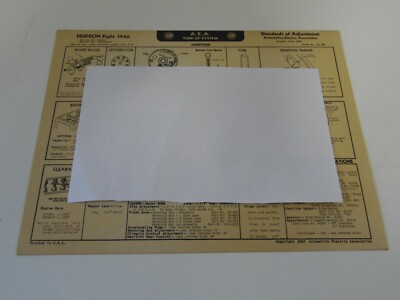 hudson eight 1946 53,54 series  AEA Tune-Up Quick Reference Chart & Diagrams