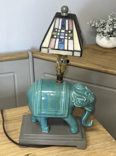 Uttermost Elephant Table Lamp Stained Glass Unique Rare by Uttermost NWT - Picture 4 of 5