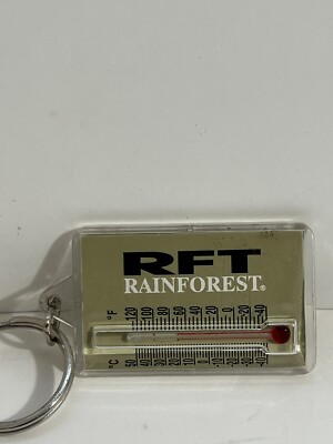 Vtg. Rainforest Plastic Pocket Mini Thermometer Advertising Keychain- Green