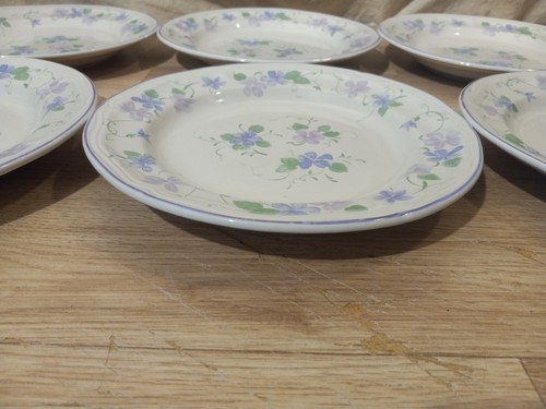8x Newcor Stoneware China SNACK PLATE Purple Florals Flowers Violeta 1990 6066 - Picture 10 of 20