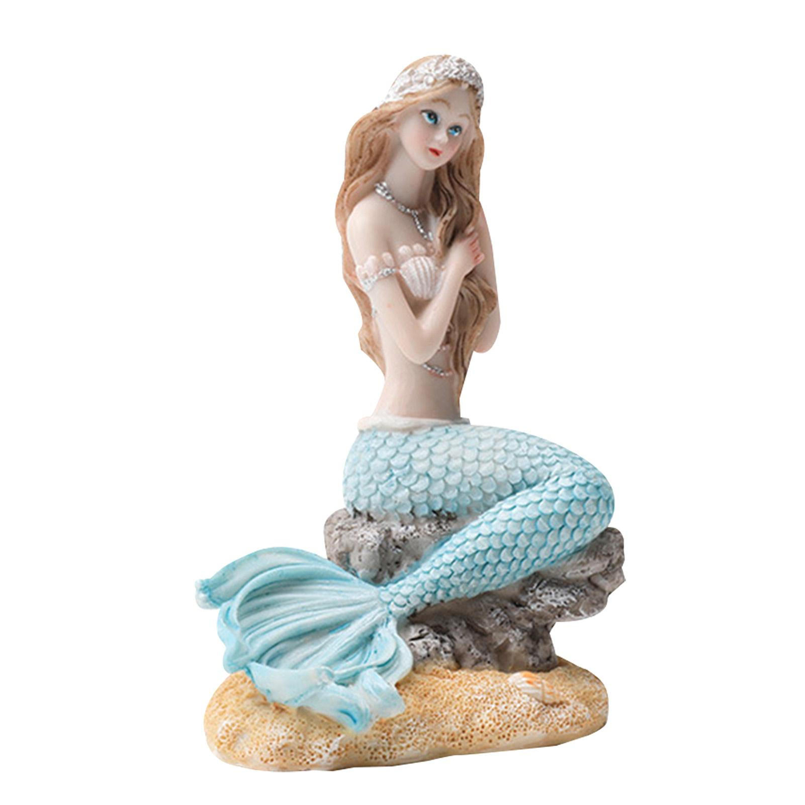 Mermaid Aquarium Ornament Resin Mermaid on Rock Cute Fish Tank
