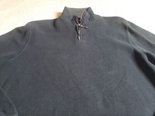 Tasso Elba Shirt 1/4 Zip Cotton Long Sleeve Sweatshirt Pullover Mens Sz L Black