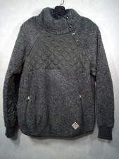 Simply Southern Sherpa Pullover Women M Gray Mock Snaps Long Raglan Sleeve