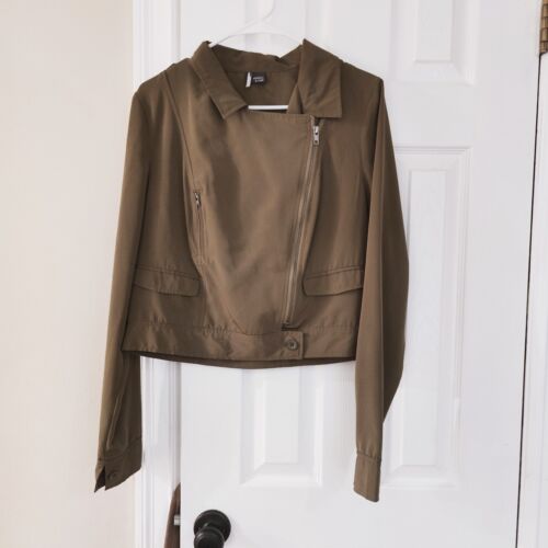 Sparkle And Fade Moto Jacket Pockets Large Olive Green  - Picture 1 of 9