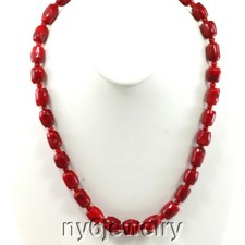 Blood Red Sea Coral Simple 19.5-23" Long Necklace Women Jewelry FREE SHIPPING