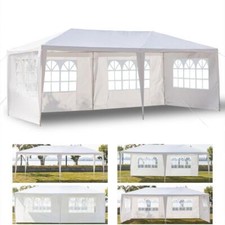 3 x 6m Garden Heavy Duty Gazebo Marquee Party Tent Canopy + WallSides White