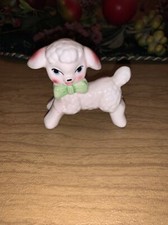 Vintage 1950  s Lamb Nursery D cor Ceramic Porcelain Sheep 3  High x 4  Long