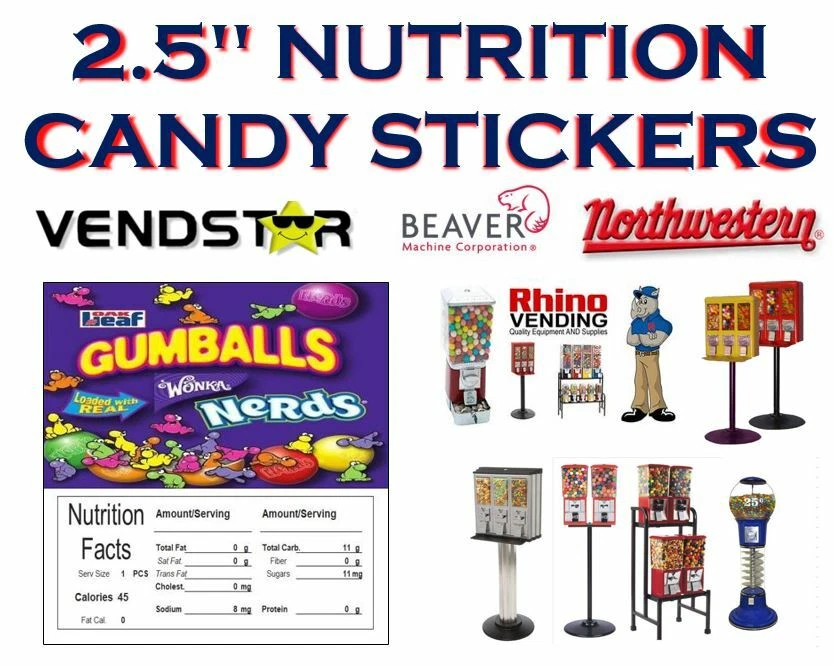 2.5 x 2.5 Bulk Vending Label Candy Machine Sticker Gumball NERD GUMBALL