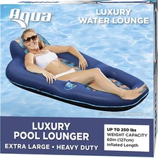 Aqua Luxury Water Lounge, X-Large, Inflatable Pool Float with Headrest, Backrest