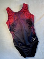 Laurie Hernandez GK ELITE Gymnastics Leotard DISSOLVING FLOWER Mesh RED Size: AM