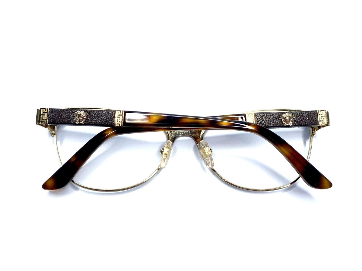 Versace Gold & Brown Tortoise Cat Eye Glasses Medusa Italy 