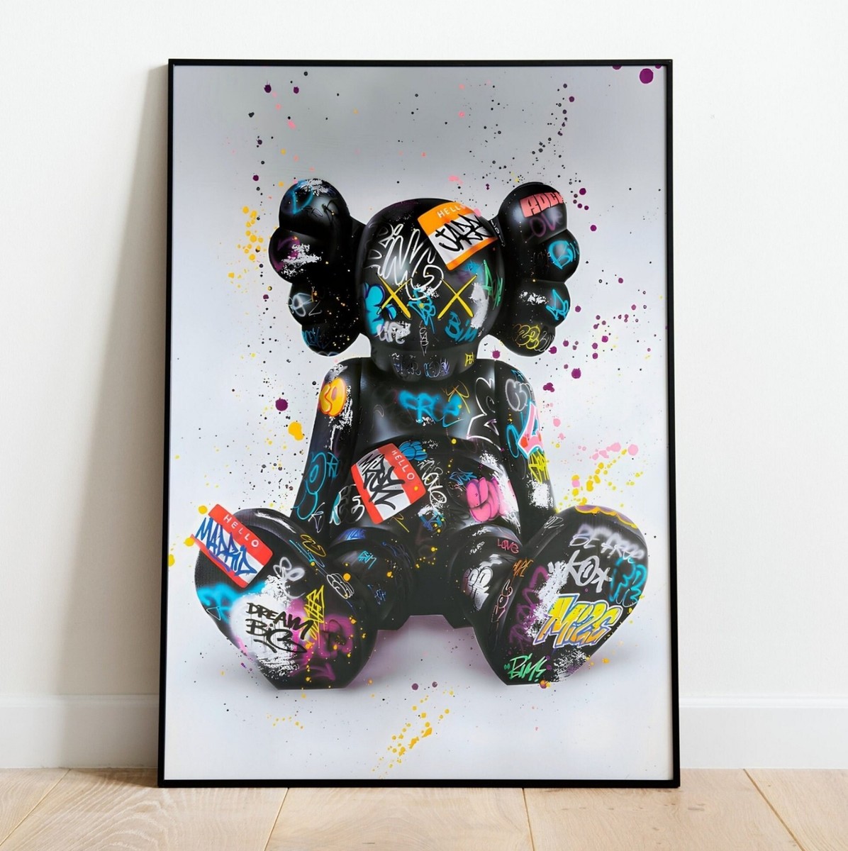 Set of 3 Graffiti Kaws Art pieces canvas wall art home decor