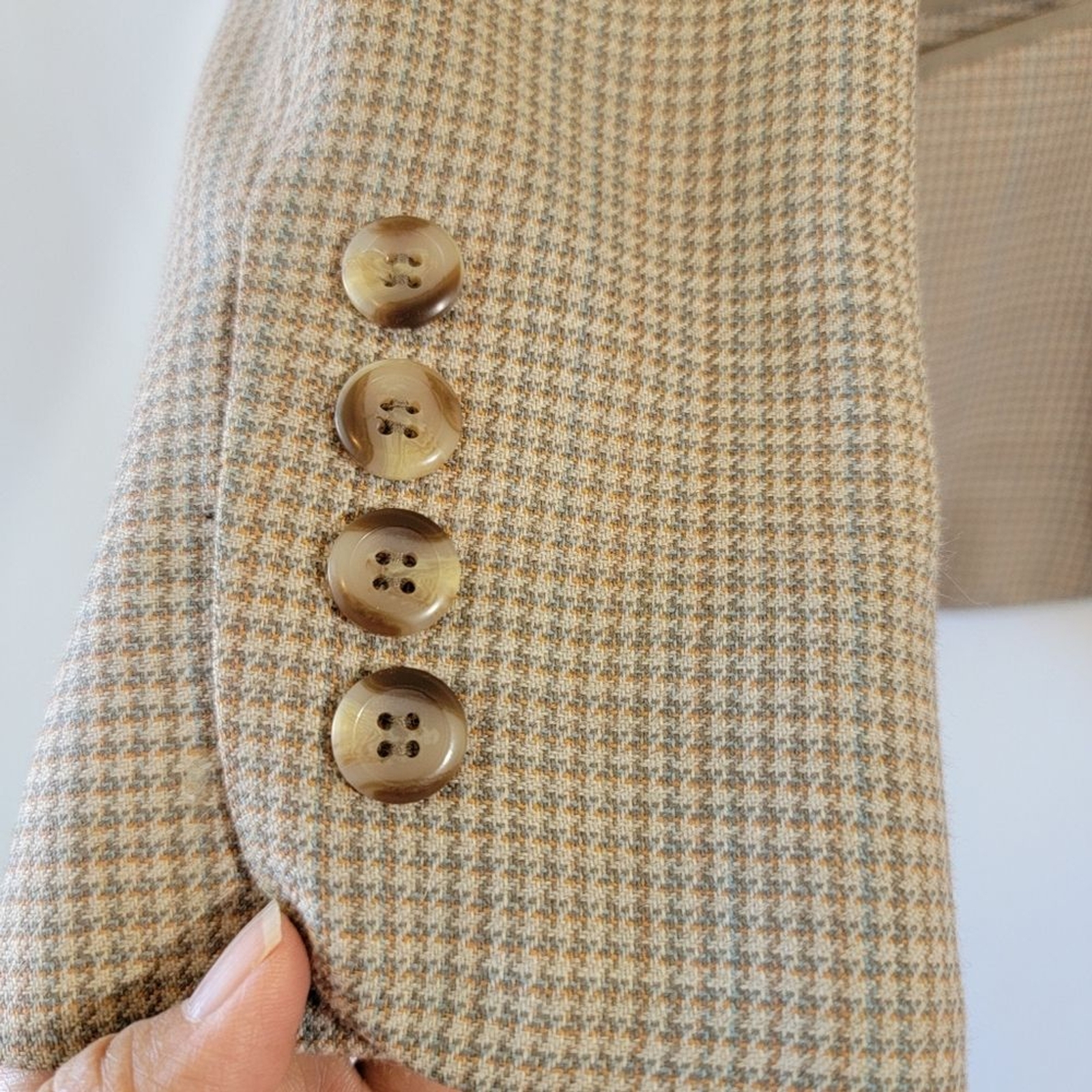 PENDLETON Beige Houndstooth 100% Wool Single Brea… - image 8