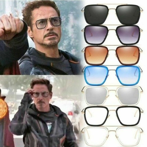 FASHION The Avengers TONY Stark Iron Man Occhiali Da Sole Edith da uomo in  metallo Occhiali Retrò | eBay