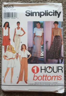 Simplicity Muster 8863 (1 Stunde) Kreis Rock & Hose in 2 Längen Größe AA XS S M