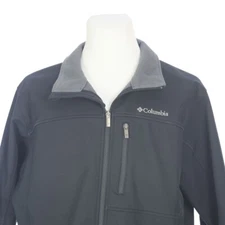 Columbia Black Mid Weight Lined Jacket Coat Full Zip Pockets Mens Large