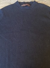 Mens M PERRY ELLIS Long Sleeve Ribbed Crew Neck Sweater Cotton Blend