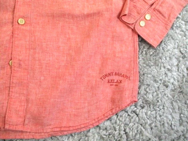 Camisa de lino Tommy Bahama para hombre grande roja relax abotonada ropa de resort Foto 3 de 4