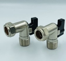 15mm x 1/2" Isolation Ball o fix Valve Bend Elbow Black Lever WRAS Approved x 2