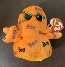 Ty Beanie Boo Boos Ghoulie Orange Plush Baby Ghost Stuffed Animal 6in.