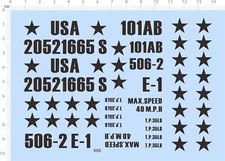 1/6 WWII US Army 101 Military Vehicle Marking Model Kit Water Decal Black