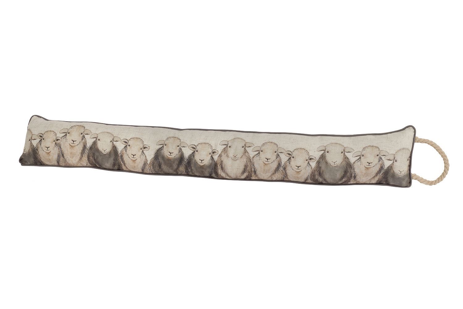 Country Sheep Flock Fabric Door Draught Excluder - Animal Door Draught Cushion
