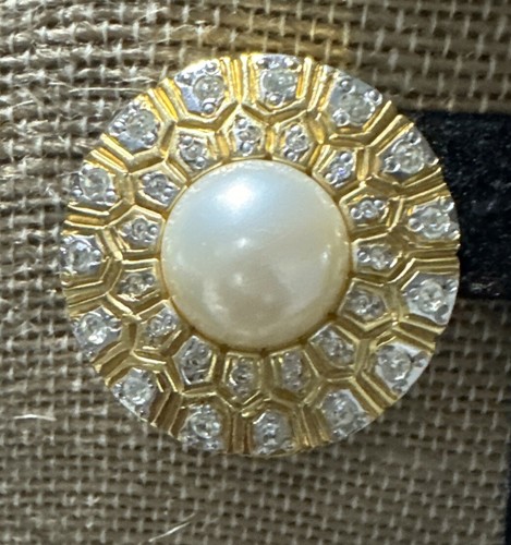 Orecchini VINTAGE grandi splendidi VOGUE BIJOUX perle cabochon e cristallo - Foto 9 di 12