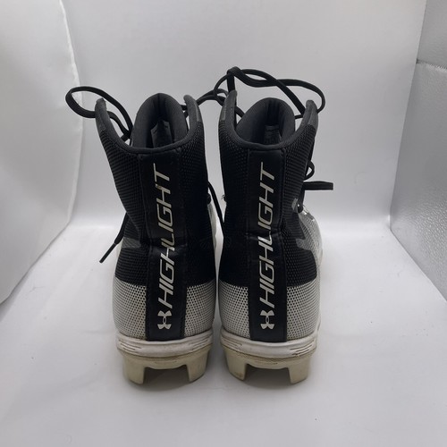 Under Armour Highlight Football Cleats Size 9.5 Mens Black White Lace Up Logo - Picture 4 of 8
