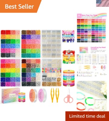 Complete Jewelry Making Kit with 16,000 Colorful Beads & Elegant Spacer Charms