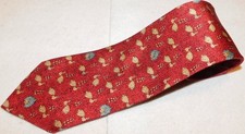 ERMENEGILDO ZEGNA MADE IN ITALY RED/YELLOW PEACOCK MOTIF TIE - DESIGNER TIES.